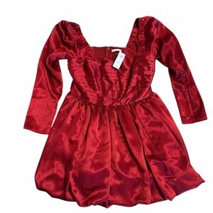 Abercrombie & Fitch Red Textured Emerson Dress with Pockets